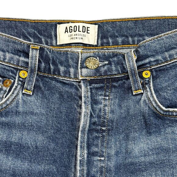 Agolde Nico High Rise Straight Womens Jeans Blue  27 Button Fly Cropped 26" - Picture 11 of 11